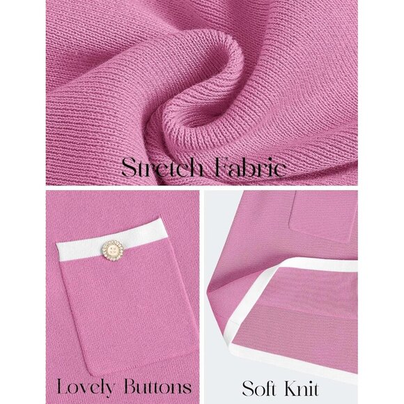 Women’s Knit Sweater Dress Long Sleeve Color Block Bodycon Mini Casual - Picture 5 of 6